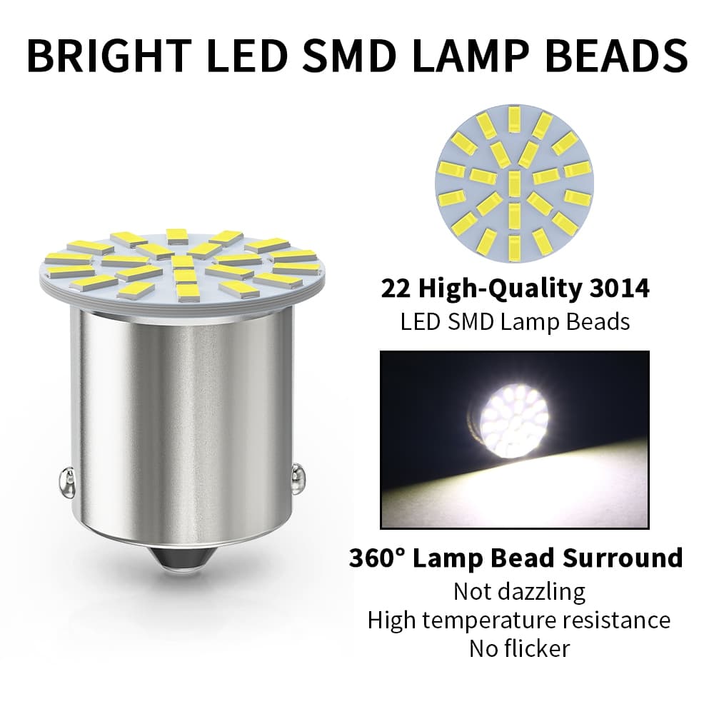 12V/24V 1156 BA15S P21W 1157 Bay15d P21-5W led Super Bright ไฟเลี้ยว 3014 22SMD ไฟท้าย LED ไฟเบรคหลอดไฟรถยนต์ รูปที่ 2