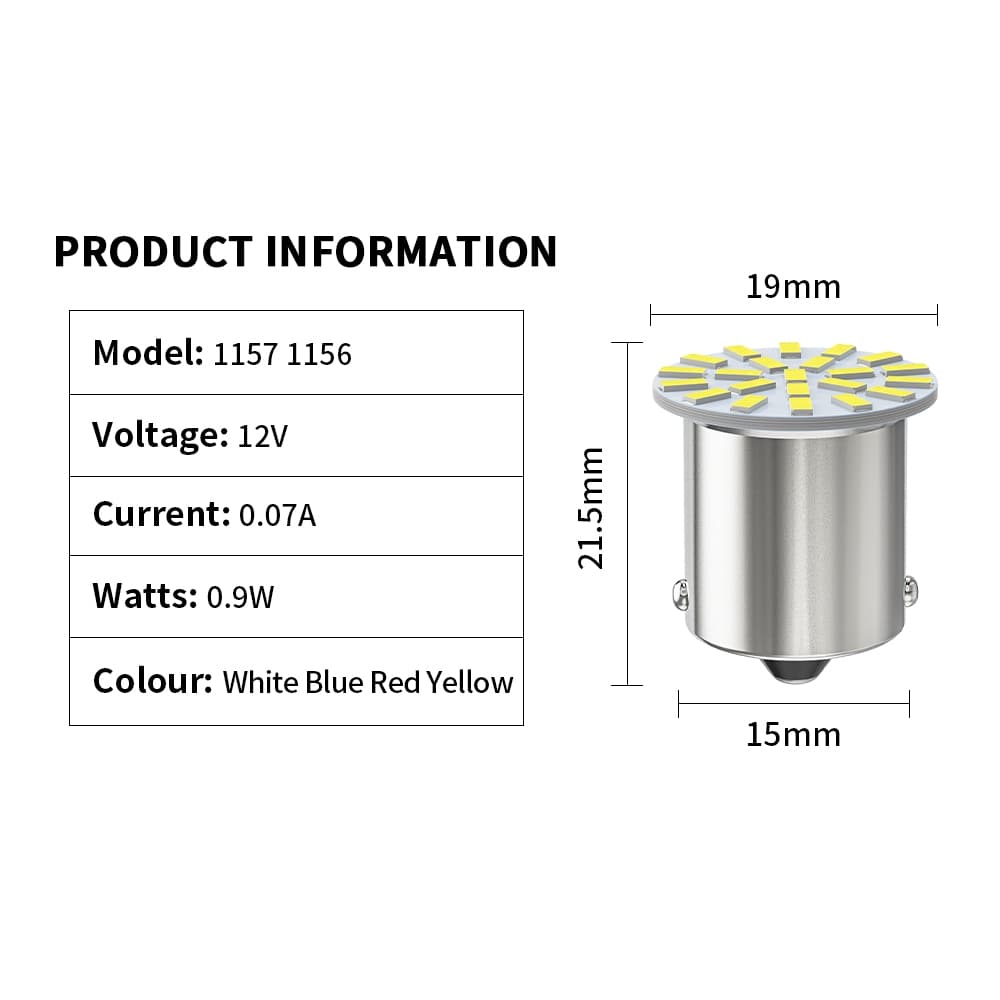 12V/24V 1156 BA15S P21W 1157 Bay15d P21-5W led Super Bright ไฟเลี้ยว 3014 22SMD ไฟท้าย LED ไฟเบรคหลอดไฟรถยนต์ รูปที่ 7