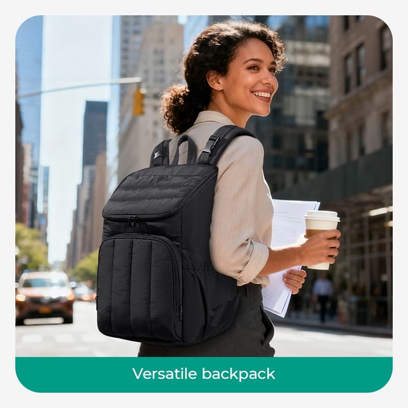 BAGSMART Travel Mommy Backpack Puffy Diaper Bag Lightweight Stylish Baby Bag with Insulated Bag, Changing Pad, Stroller Straps รูปที่ 8