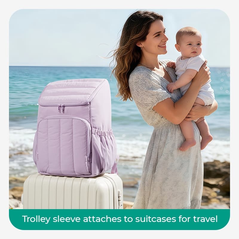 BAGSMART Travel Mommy Backpack Puffy Diaper Bag Lightweight Stylish Baby Bag with Insulated Bag, Changing Pad, Stroller Straps รูปที่ 9