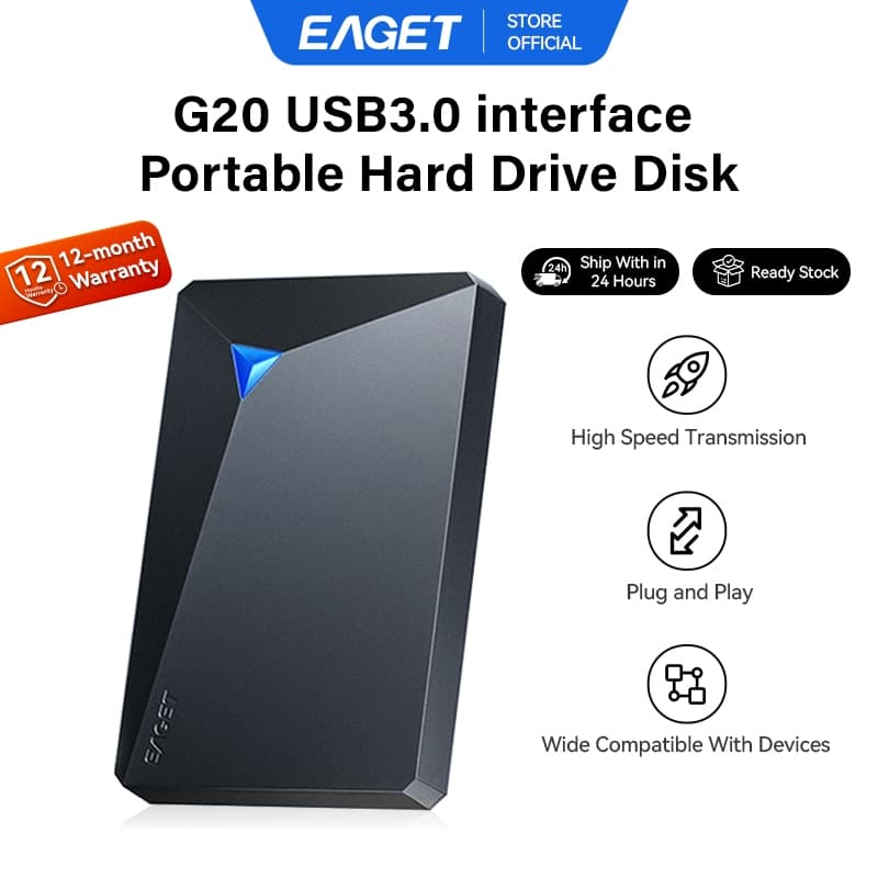 EAGET G20 5Gbps ฮาร์ดไดรฟ์ภายนอกแบบพกพาความเร็วสูงสําหรับพีซีเดสก์ท็อปและแล็ปท็อปและโทรศัพท์ (250GB/320GB/500GB/1TB)