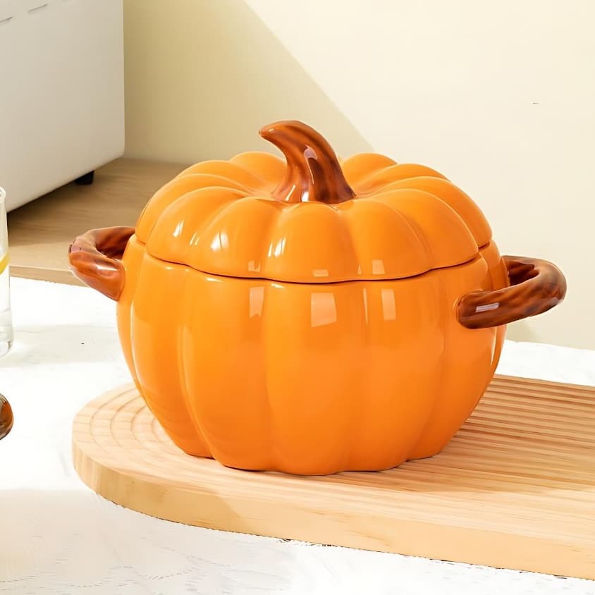 HongDian ชามหม้อเซรามิก ceramic porcelain bowl pot เคลือบใต้เคลือบดีไซน์ผักจำลอง มีฝาปิดหูคู่ แข็งแรงทนความร้อน วัสดุคุณภาพสูง ปลอดภัยต่ออาหาร ไม่เป็นพิษ สีไม่ซีดจาง ใช้กับ microwave oven ได้ ใช้กับเตาอบได้ ล้างใน dishwasher ได้ ใช้กับตู้ฆ่าเชื้อ รูปที่ 4