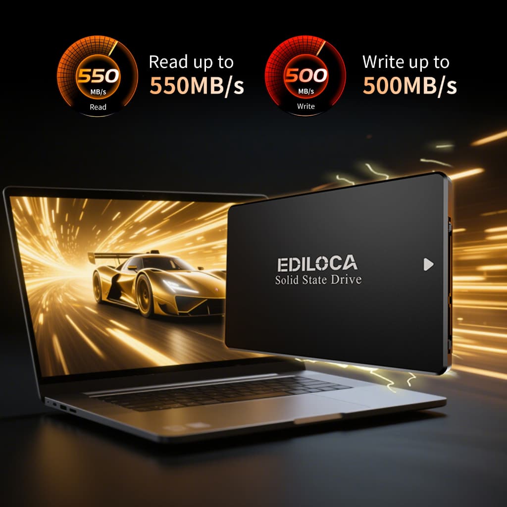 Ediloca ES106 2.5'' SATA SSD 128GB 256GB 512GB 3D NAND - รับประกัน 5 ปี - เหมาะสำหรับเดสก์ท็อปและโน๊ตบุ๊ค รูปที่ 3