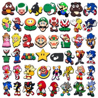 Hot Super Mario Charms DIY สำหรับรองเท้าแตะ การ์ตูนคลาสสิก ตกแต่งและของขวัญสำหรับเด็ก รูปที่ 1