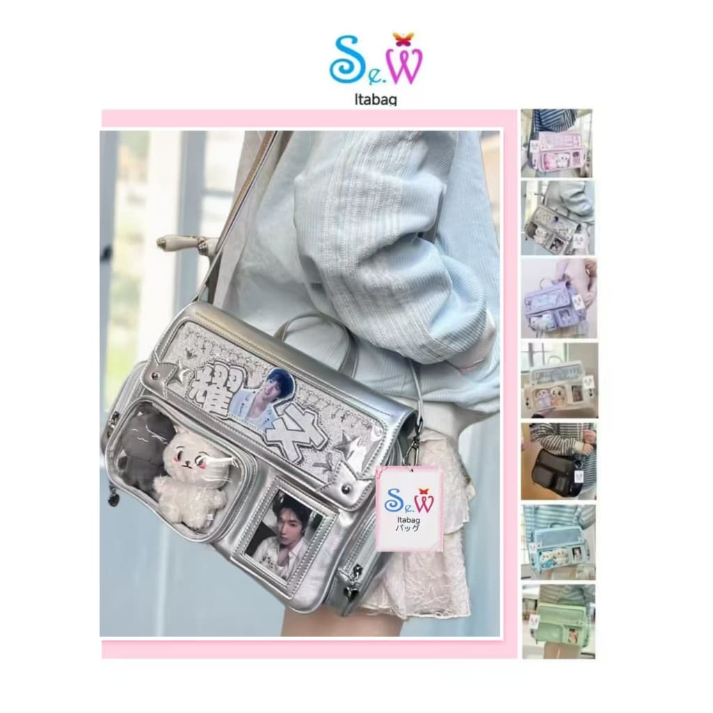 Se.W Itabag Women Bag Shoulder Bag Backpack PU Japanese Style คอนเสิร์ตซ่อนป้ายไฟปวดไหล่คู่กระเป๋าสวนสนุกปวดกระเป๋า กระเป๋าสะพายญี่ปุ่นความจุขนาดใหญ่กระเป๋าปวดไหล่เดียวกระเป๋าตุ๊กตา รูปที่ 3