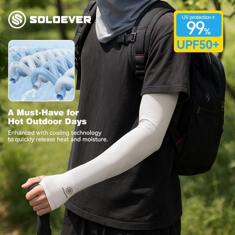 SOLOEVER ชุดปลอกแขนและขา ป้องกันแสงแดด UPF50+ ผ้าไหมน้ำแข็งเย็นสบาย ระบายอากาศได้ดี ป้องกันรังสียูวี สำหรับผู้ชายและผู้หญิง ปั่นจักรยานกลางแจ้ง วิ่ง และเล่นกีฬา รูปที่ 7
