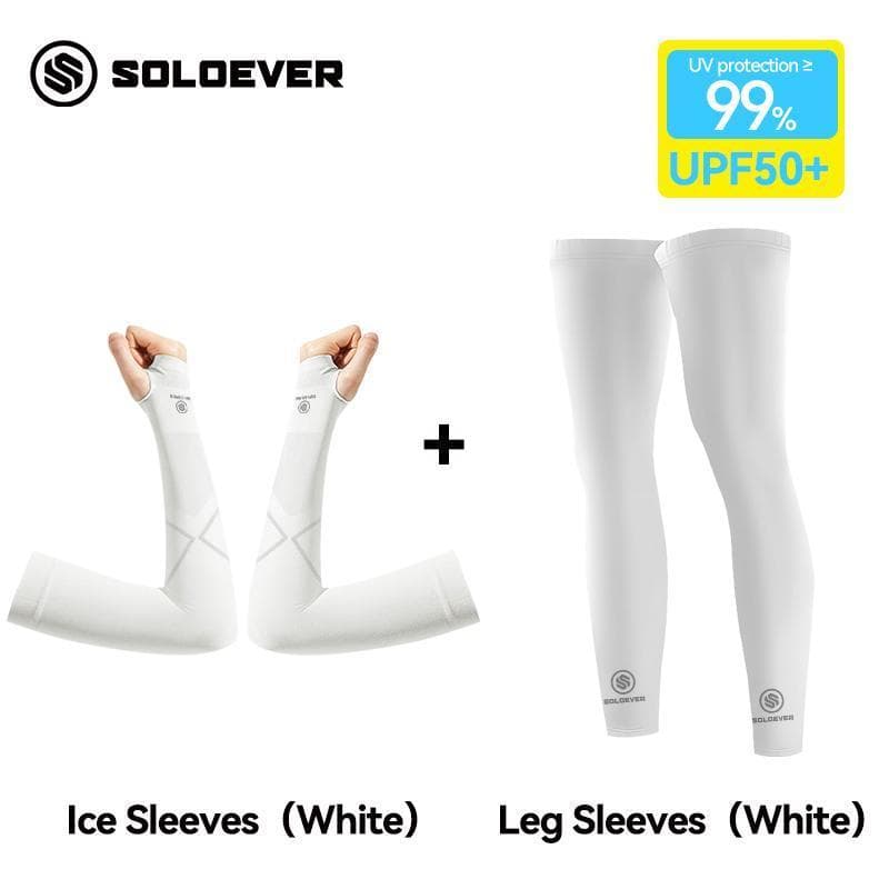 SOLOEVER ชุดปลอกแขนและขา ป้องกันแสงแดด UPF50+ ผ้าไหมน้ำแข็งเย็นสบาย ระบายอากาศได้ดี ป้องกันรังสียูวี สำหรับผู้ชายและผู้หญิง ปั่นจักรยานกลางแจ้ง วิ่ง และเล่นกีฬา รูปที่ 6