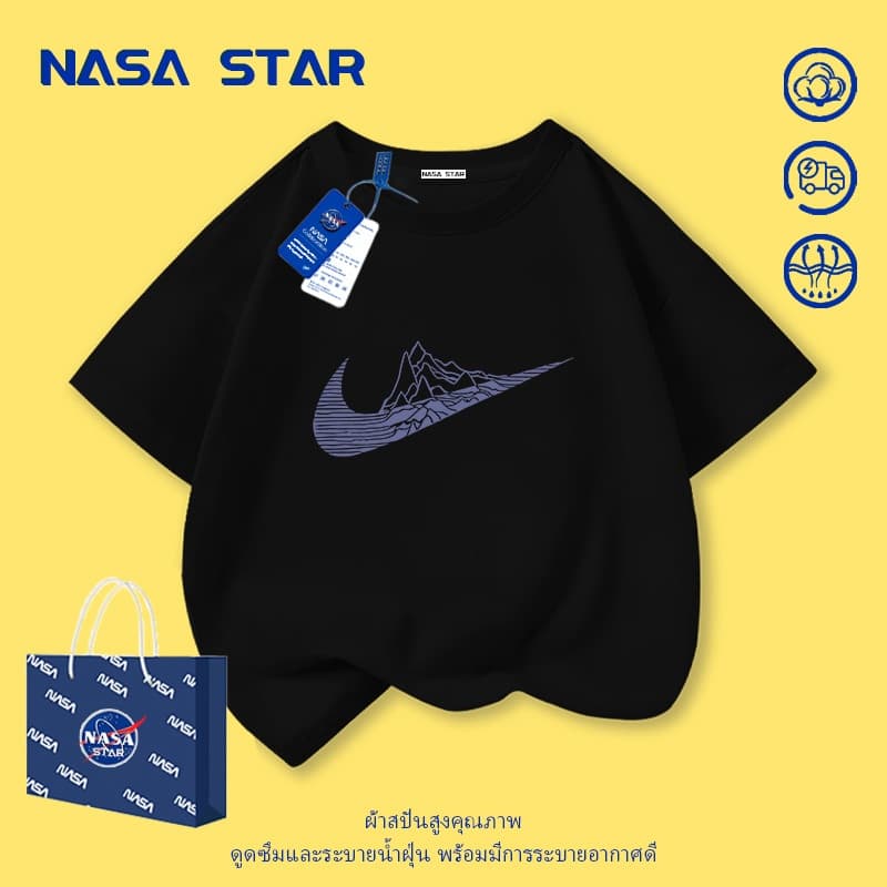 เสื้อยืดเด็ก NASA สีขาว ผ้าฝ้าย 100% ระบายอากาศดี ลายเนินเขาเล็ก สำหรับเด็กอายุ 1-14 ปี ชาย-หญิง ทรงสวมใส่สบาย รูปที่ 2