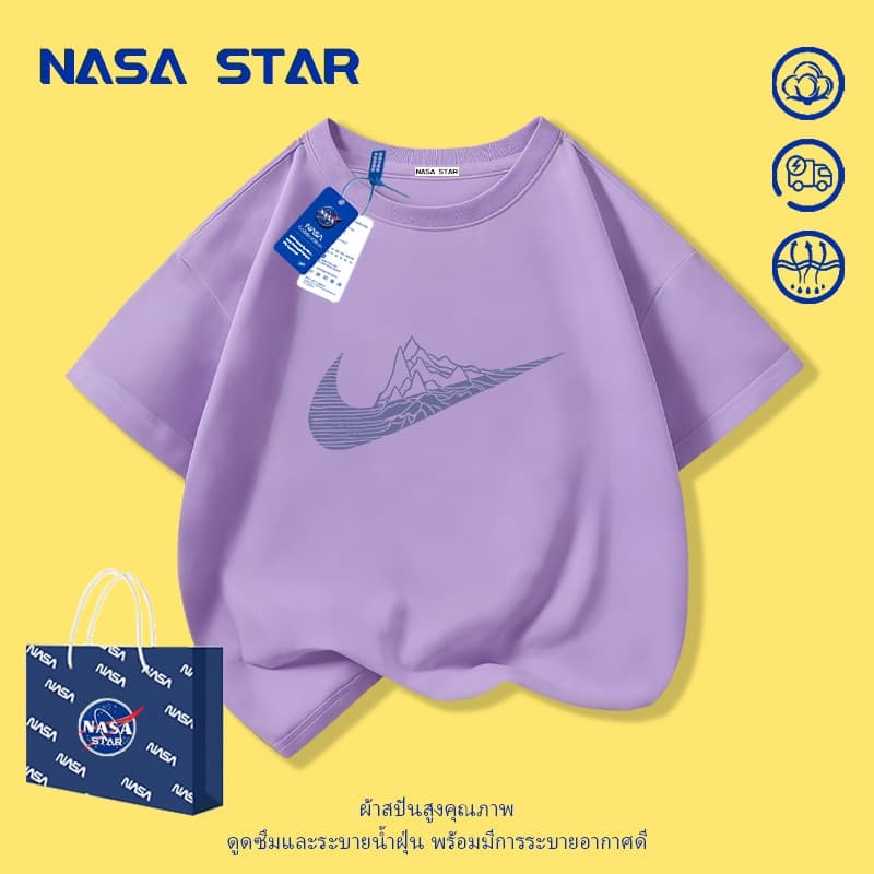 เสื้อยืดเด็ก NASA สีขาว ผ้าฝ้าย 100% ระบายอากาศดี ลายเนินเขาเล็ก สำหรับเด็กอายุ 1-14 ปี ชาย-หญิง ทรงสวมใส่สบาย รูปที่ 8