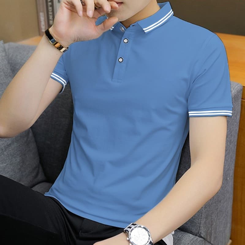 เสื้อโปโลแขนสั้นสีดำ ทำจากผ้าเบาและระบายอากาศได้ดี เหมาะสำหรับงานธุรกิจและการแต่งตัวแบบทางการ รูปที่ 7
