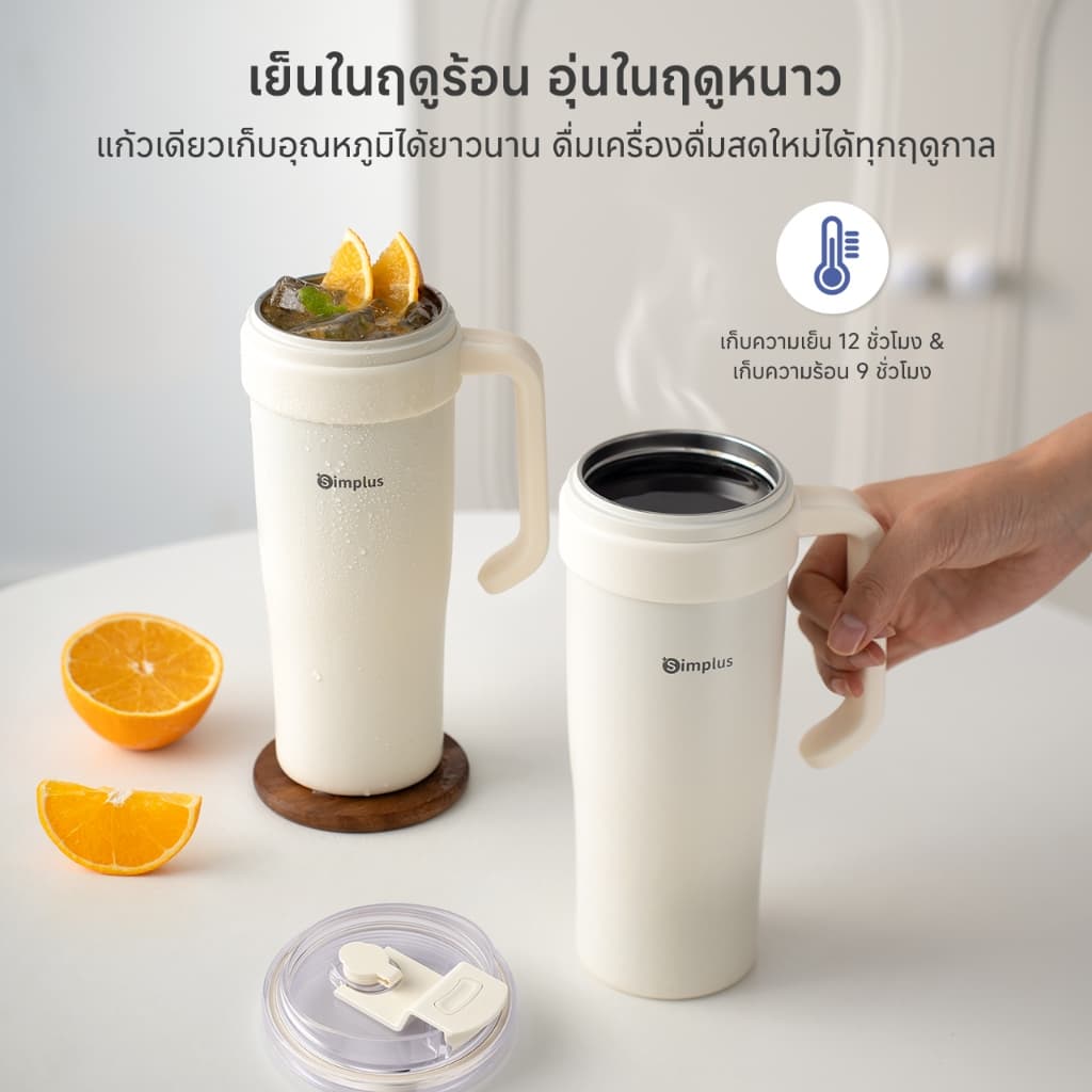 Simplus×PP Krit แก้วปั่นแบบพกพา ความจุขนาดใหญ่ 950 มล. ผสมและบดน้ำแข็งได้อย่างทรงพลัง เก็บความเย็นได้นาน 24 ชั่วโมง พกพาสะดวก เหมาะสำหรับรถยนต์ Juicer Blender ZZJH014 รูปที่ 7