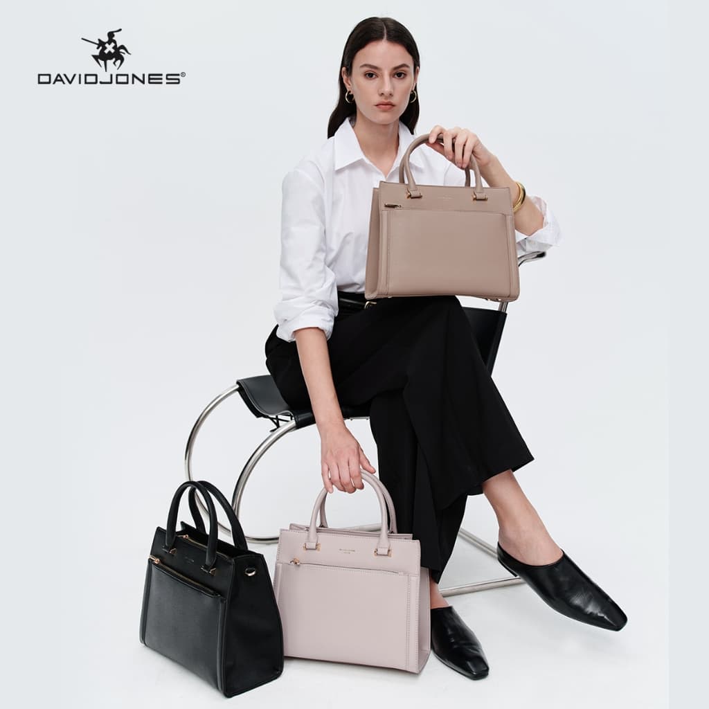 David Jones Paris 2024 ฤดูใบไม้ผลิฤดูร้อนใหม่คอลเลกชัน Designer Women Totes Top-Handle กระเป๋าหนัง pu หญิงนุ่มและกระเป๋า รูปที่ 9