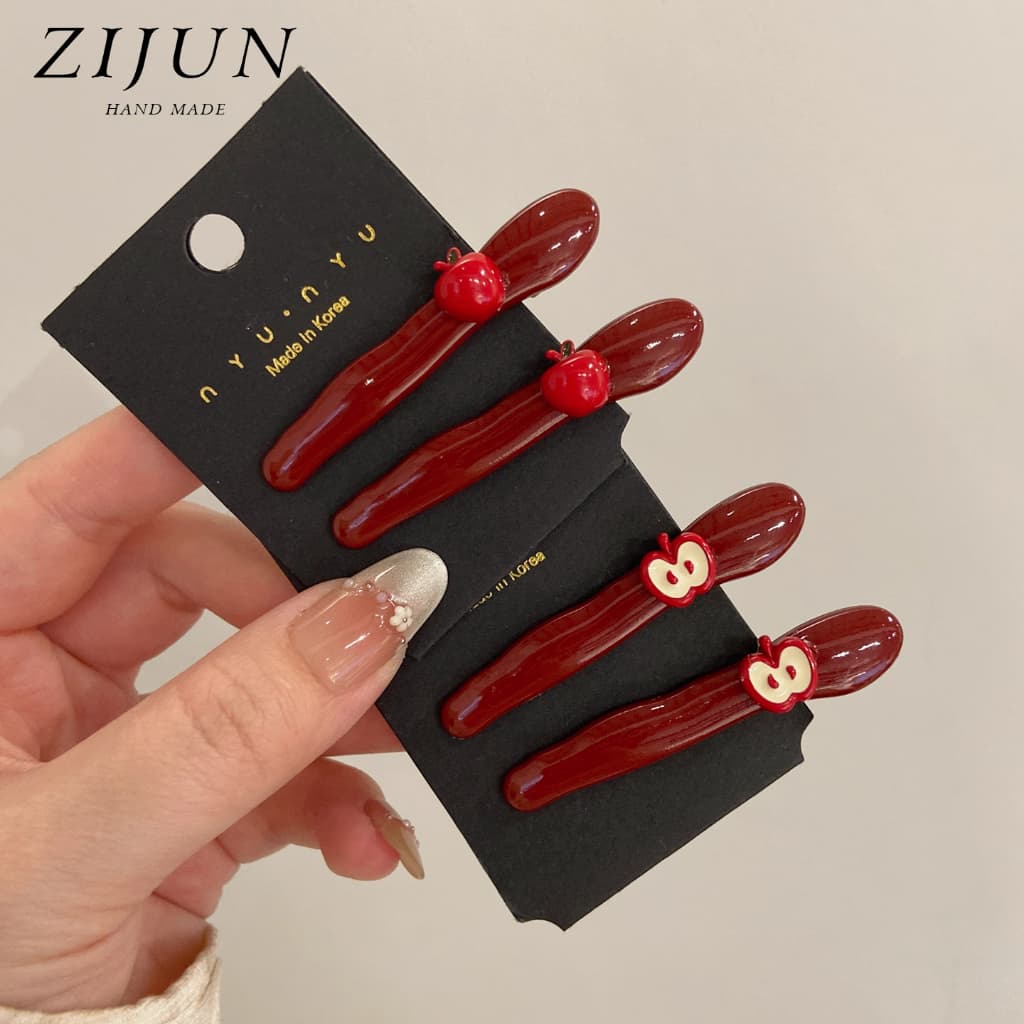 กิ๊บติดผมลายจุดสีแดงพร้อมโบว์หวาน สำหรับติดด้านข้างของผม รูปที่ 2