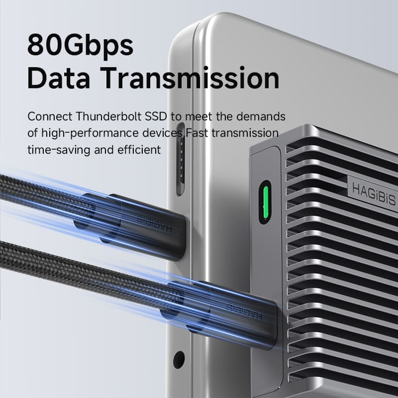 Hagibis สาย USB C ถึง USB C USB 4 สายฟังก์ชั่นเต็มรูปแบบ 80Gbps 240W Fast Charging 8K สายไฟวิดีโอสําหรับ Thunderbolt 5 iPhone 17 Pro รูปที่ 3