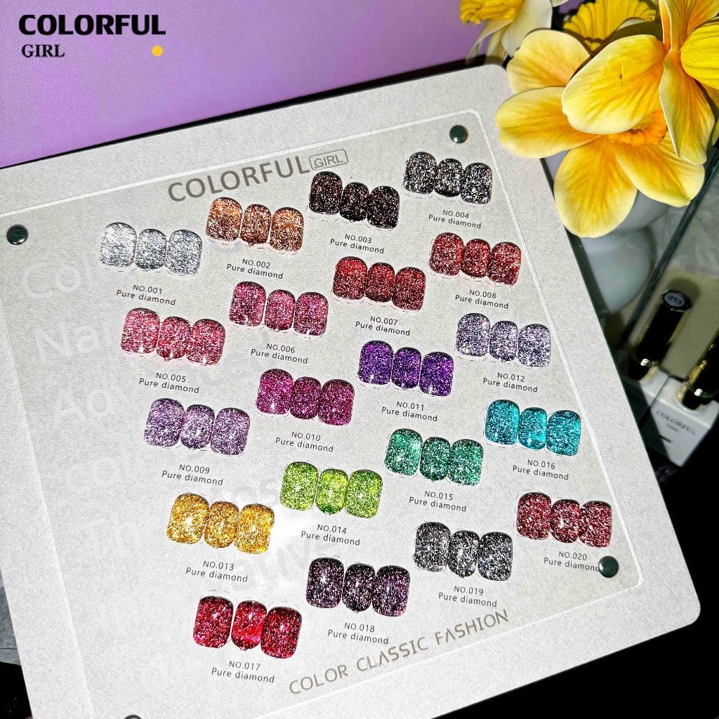 Colorful Girl สีเจลแฟลช 20 สี สีทาเล็บเจลเนื้อใส วิ้งละเอียด แวววาวหรูหรา สีแน่น ติดทนนาน ทาแล้วสวยทุกมุมมอง แถมชาร์ทสี รูปที่ 4