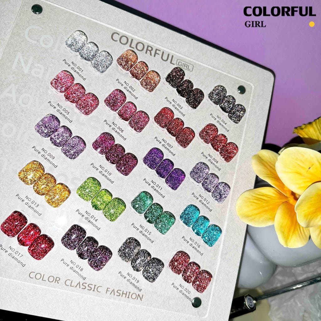 Colorful Girl สีเจลแฟลช 20 สี สีทาเล็บเจลเนื้อใส วิ้งละเอียด แวววาวหรูหรา สีแน่น ติดทนนาน ทาแล้วสวยทุกมุมมอง แถมชาร์ทสี รูปที่ 5