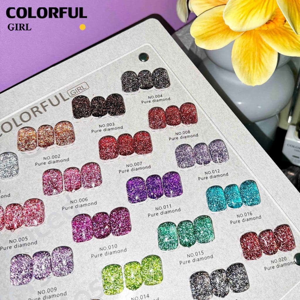 Colorful Girl สีเจลแฟลช 20 สี สีทาเล็บเจลเนื้อใส วิ้งละเอียด แวววาวหรูหรา สีแน่น ติดทนนาน ทาแล้วสวยทุกมุมมอง แถมชาร์ทสี รูปที่ 6