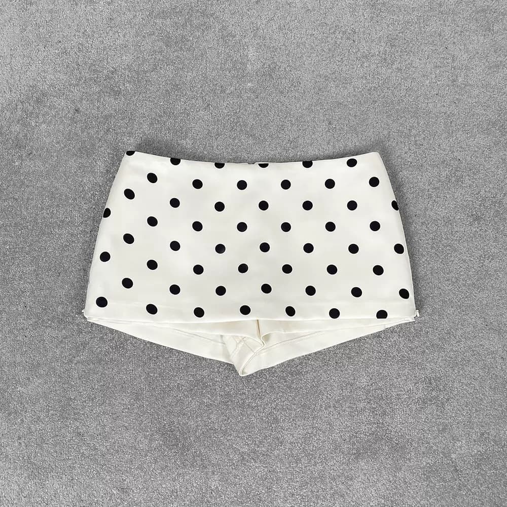 จากไทย Dots sammy skirt กระโปรงกางเกงลายจุด มีซับในกางเกง ผ้าเปเป้ Size S-2XL รูปที่ 4