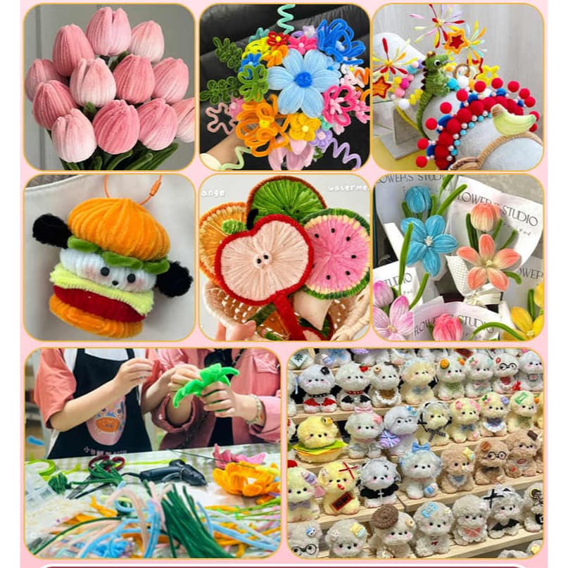 ลวดกำมะหยี่ DIY ลวดกำมะหยี่ขนฟู ไม่หลุดร่วง นุ่ม ดัดง่าย เซทลวดกำมะหยี่ ไม่หลุดร่วง สร้างสรรค์งานประดิษฐ์ต่างๆ สำหรับงานฝีมือ สีสันสดใส สินค้าขายดี รูปที่ 8