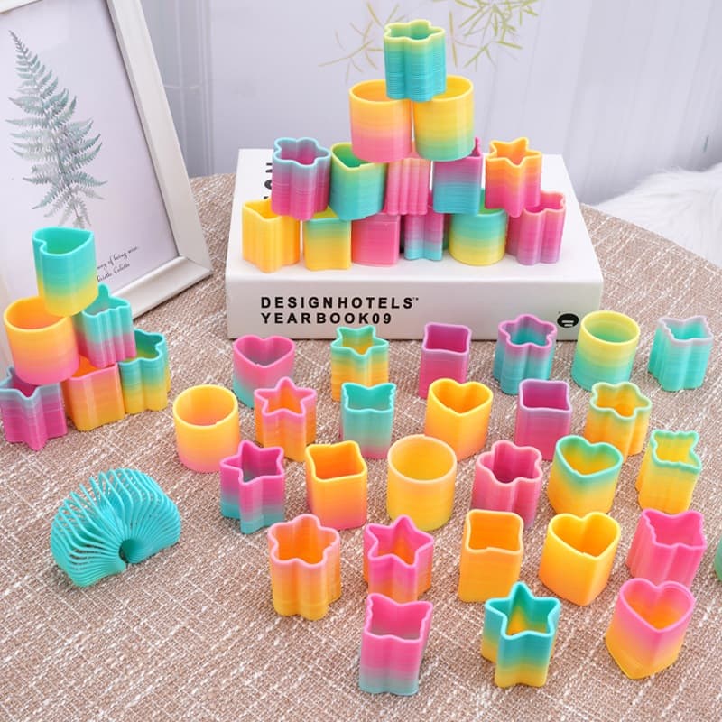สปริงสายรุ้ง ของเล่นคลายเครียด ของเล่นสปริงสายรุ้ง สปริงสายรุ้งพาสเทล ของเล่นยุค รูปที่ 2