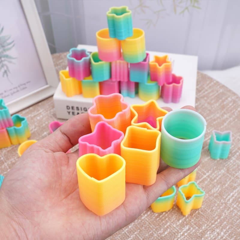 สปริงสายรุ้ง ของเล่นคลายเครียด ของเล่นสปริงสายรุ้ง สปริงสายรุ้งพาสเทล ของเล่นยุค รูปที่ 4