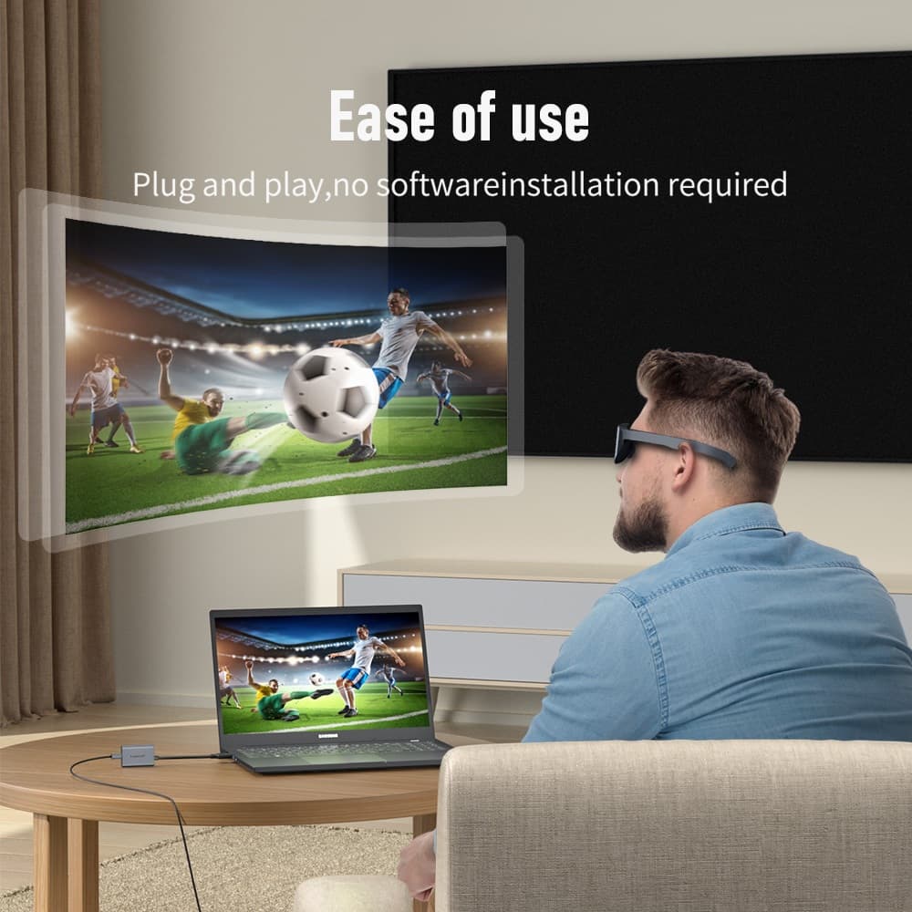 Lemorele LD50 HDMI to Type c อะแดปเตอร์ 4K 60HZ USB c อะแดปเตอร์วิดีโอแบบพกพาสําหรับ XREAL Nreal Air RayNeo แว่นตาหัวจอแสดงผล รูปที่ 2