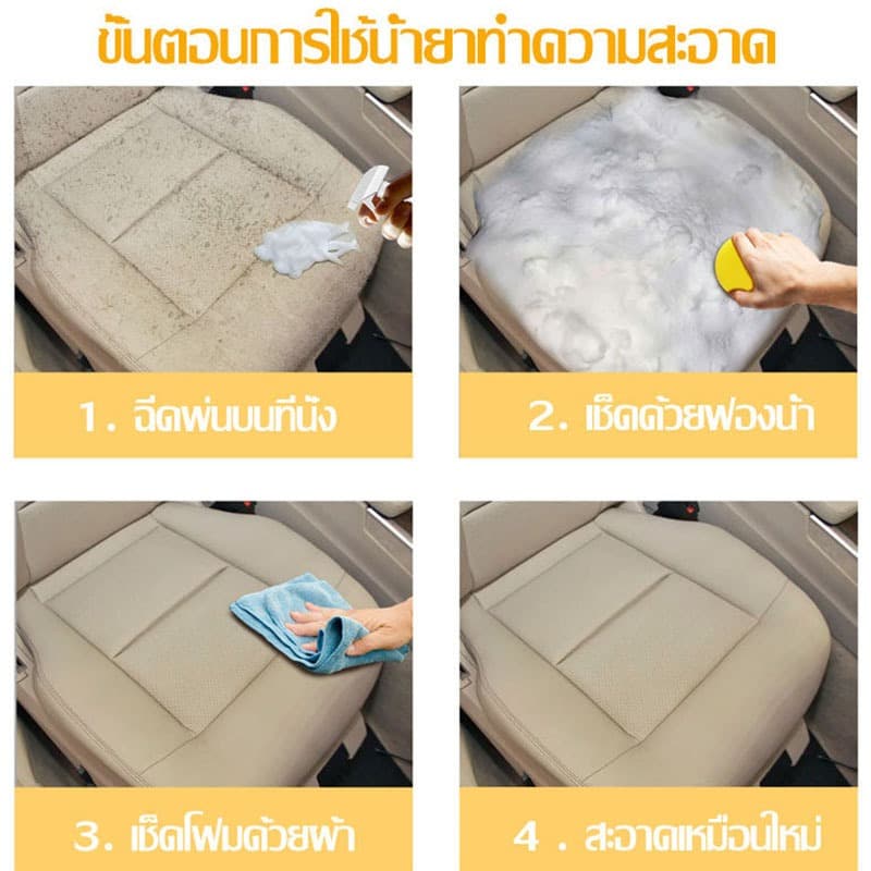 น้ำยาเช็ดเบาะ ล้างและดูแลรักษา 2in1 ซักเบาะรถยนต์ ขจัดคราบแรง ไม่ต้องล้างน้ำ เช็ดแล้วก็สะอาด ใช้เพียง 1 นาที เหมือนรถใหม่ น้ำยาทำความสะอาดภายในรถ รูปที่ 7