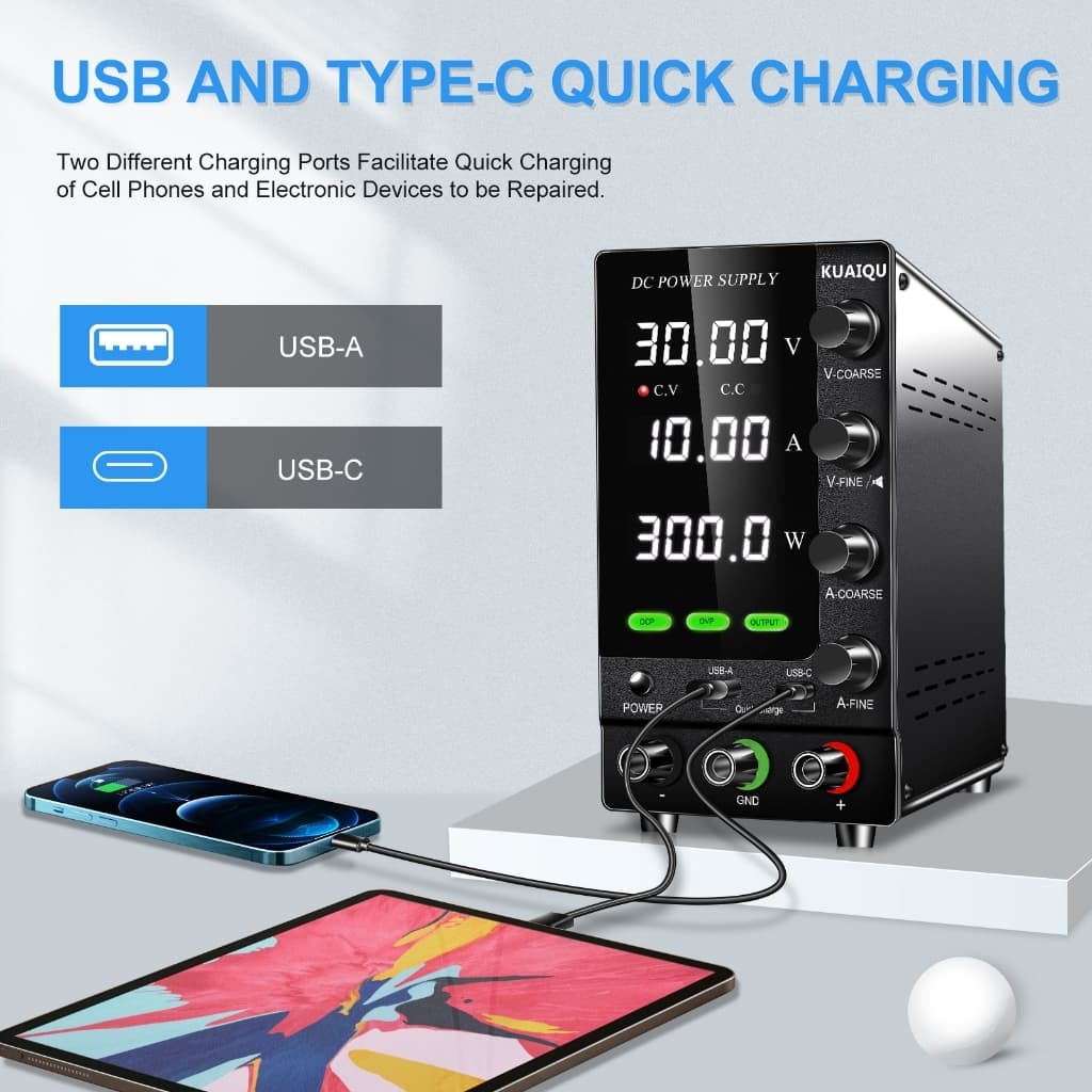 KUAIQU อัพเกรดตัวแปรปรับ Switching DC Power Supply 30V 10A Bench Power Supply 60V 5A,OCP OVP OUTPUT สวิทช์, SPS-C3010S รูปที่ 2