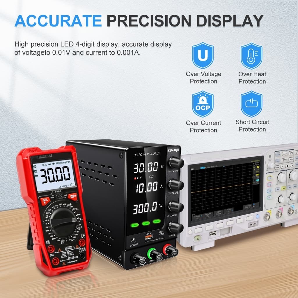 KUAIQU อัพเกรดตัวแปรปรับ Switching DC Power Supply 30V 10A Bench Power Supply 60V 5A,OCP OVP OUTPUT สวิทช์, SPS-C3010S รูปที่ 3