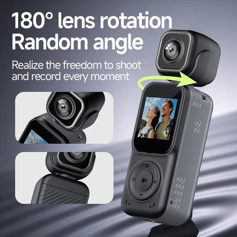 กล้อง MINI Vlog 4K พกพา Dual Lens WiFi หมุนได้ 180° กันสั่น กล้องแอคชั่น กล้องติดตัว บันทึกวิดีโอ รูปที่ 3
