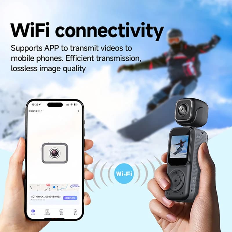 กล้อง MINI Vlog 4K พกพา Dual Lens WiFi หมุนได้ 180° กันสั่น กล้องแอคชั่น กล้องติดตัว บันทึกวิดีโอ รูปที่ 5