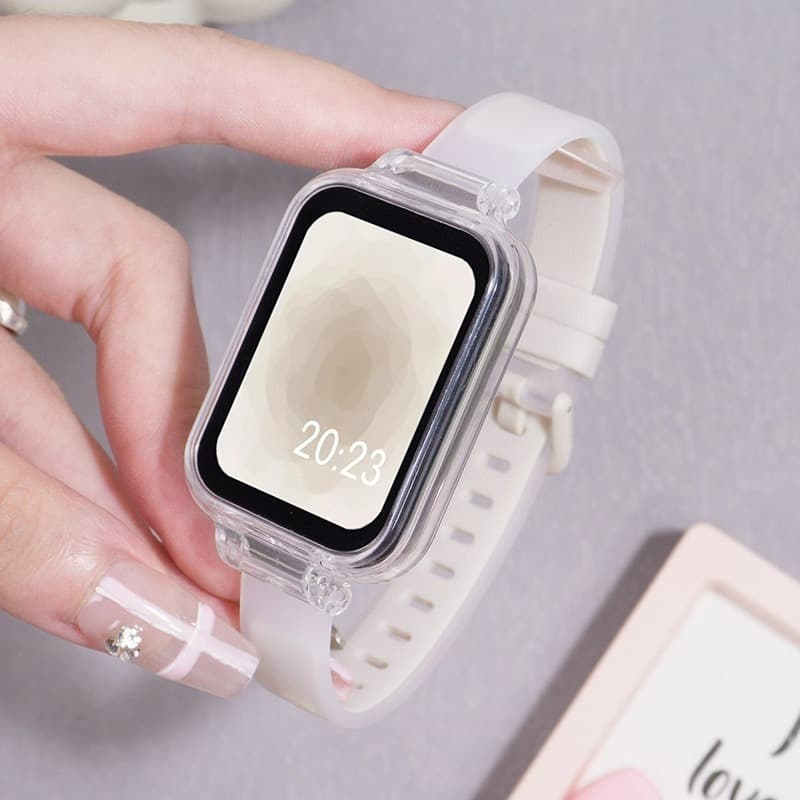 สายซิลิโคน + เคสสําหรับ For Samsung Galaxy Fit 3 แฟชั่นนุ่มสําหรับ for Samsung Fit 3 สายรัดข้อมือสร้อยข้อมือทูโทนโปร่งแสง รูปที่ 9