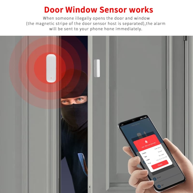 Tuya Wifi เซ็นเซอร์ประตูหน้าต่าง Entry Sensor Security Burglar เซ็นเซอร์ประตูนาฬิกาปลุก Smart Life เซ็นเซอร์ประตูแม่เหล็ก Alexa Google Home รูปที่ 6