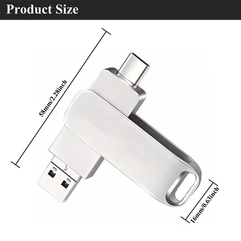 TYPE-C 2-in-1 Flash Driver 2TB/1TB/512GB/256GB/128GB/64GB การส่งสัญญาณความเร็วสูง USB3.2 เหมาะสําหรับ iPhone 15 ขึ้นไป PC iPad Android รูปที่ 6