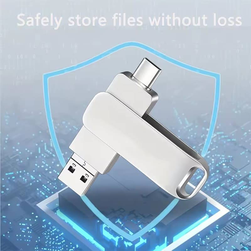 TYPE-C 2-in-1 Flash Driver 2TB/1TB/512GB/256GB/128GB/64GB การส่งสัญญาณความเร็วสูง USB3.2 เหมาะสําหรับ iPhone 15 ขึ้นไป PC iPad Android รูปที่ 4