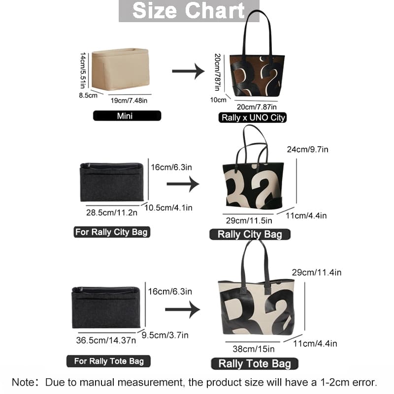EverToner Felt ใส่กระเป๋าสําหรับ Rally x UNO city Tote Bag Series กระเป๋าแต่งหน้าผู้หญิง รูปที่ 2