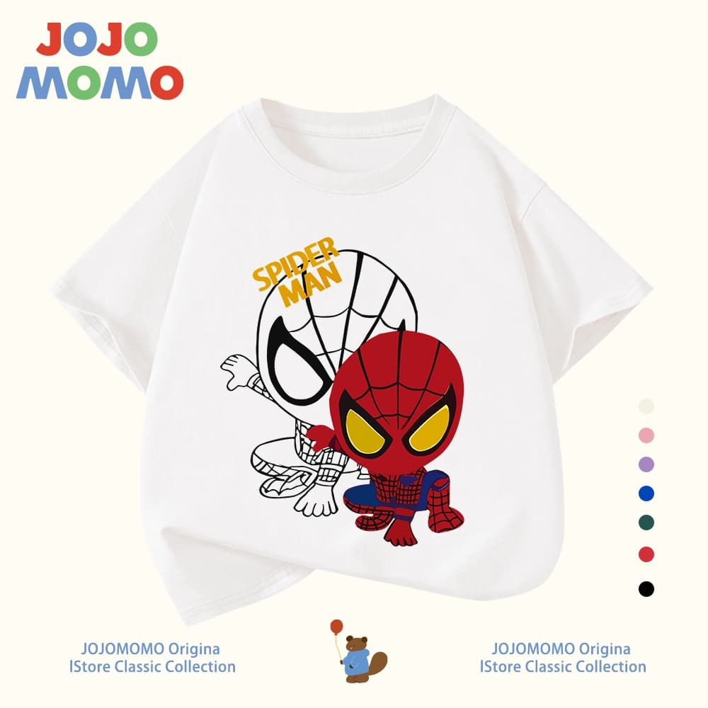 เสื้อยืดเด็กผู้ชาย แขนสั้น ลายการ์ตูน spider man ผ้าฝ้ายแท้100% นุ่มสบาย ฮิตมาก รูปที่ 1