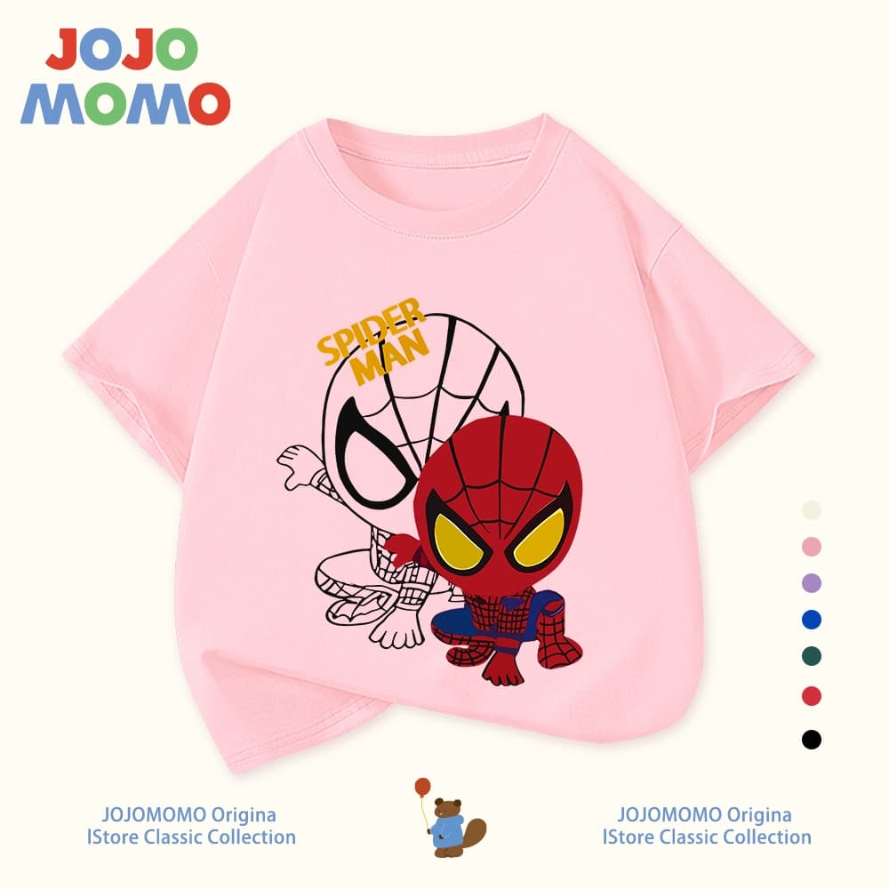เสื้อยืดเด็กผู้ชาย แขนสั้น ลายการ์ตูน spider man ผ้าฝ้ายแท้100% นุ่มสบาย ฮิตมาก รูปที่ 4