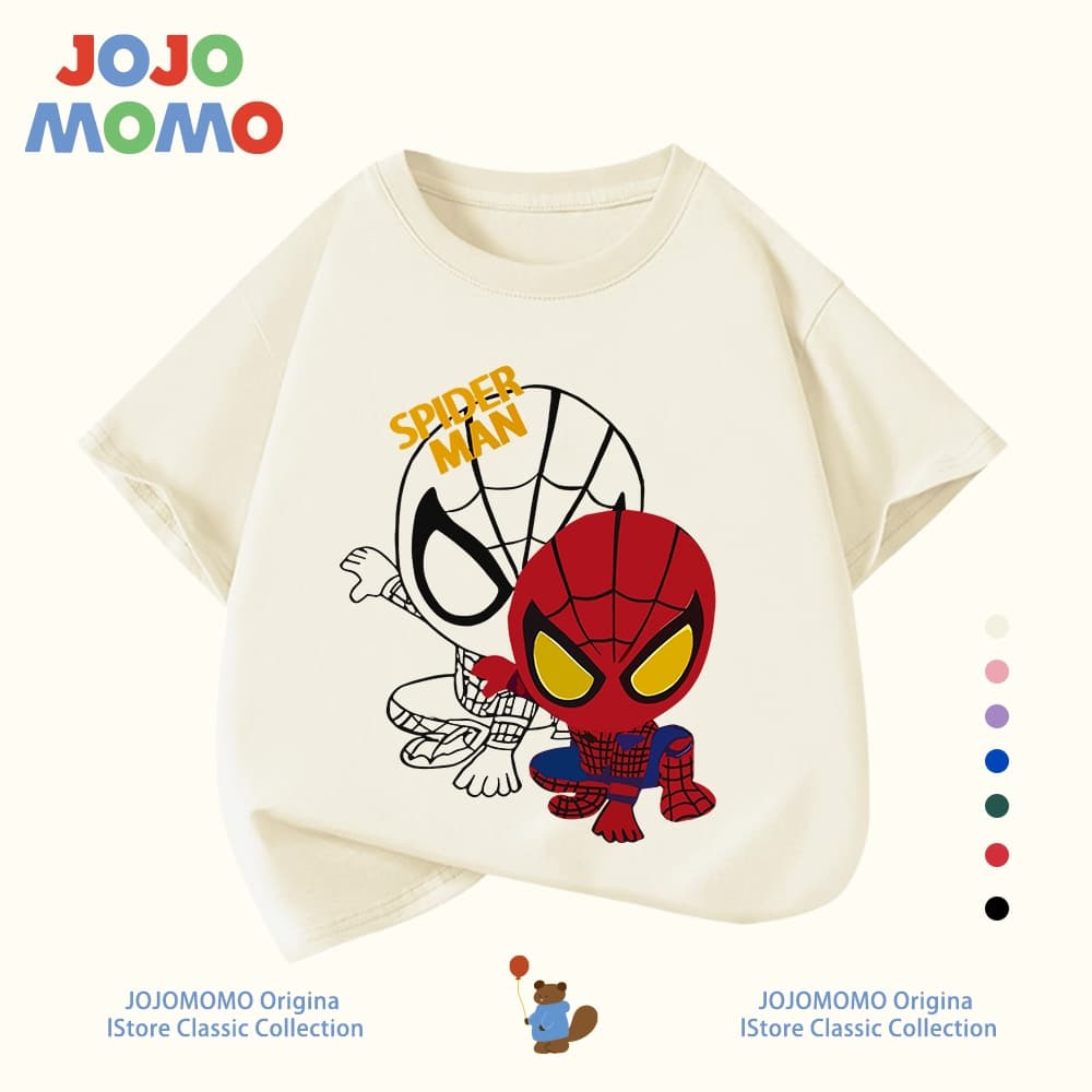 เสื้อยืดเด็กผู้ชาย แขนสั้น ลายการ์ตูน spider man ผ้าฝ้ายแท้100% นุ่มสบาย ฮิตมาก รูปที่ 6