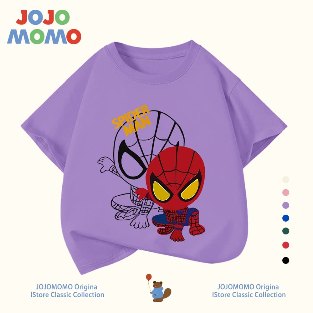 เสื้อยืดเด็กผู้ชาย แขนสั้น ลายการ์ตูน spider man ผ้าฝ้ายแท้100% นุ่มสบาย ฮิตมาก รูปที่ 8
