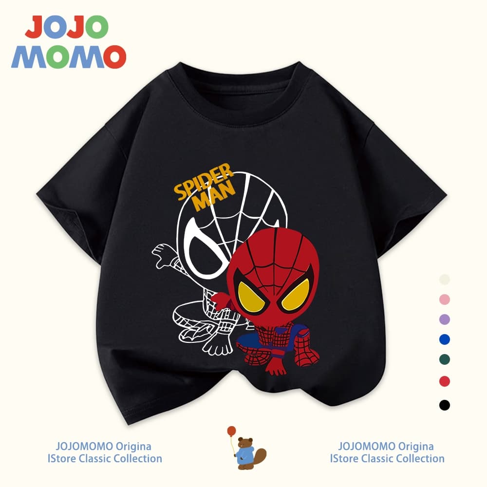 เสื้อยืดเด็กผู้ชาย แขนสั้น ลายการ์ตูน spider man ผ้าฝ้ายแท้100% นุ่มสบาย ฮิตมาก รูปที่ 2