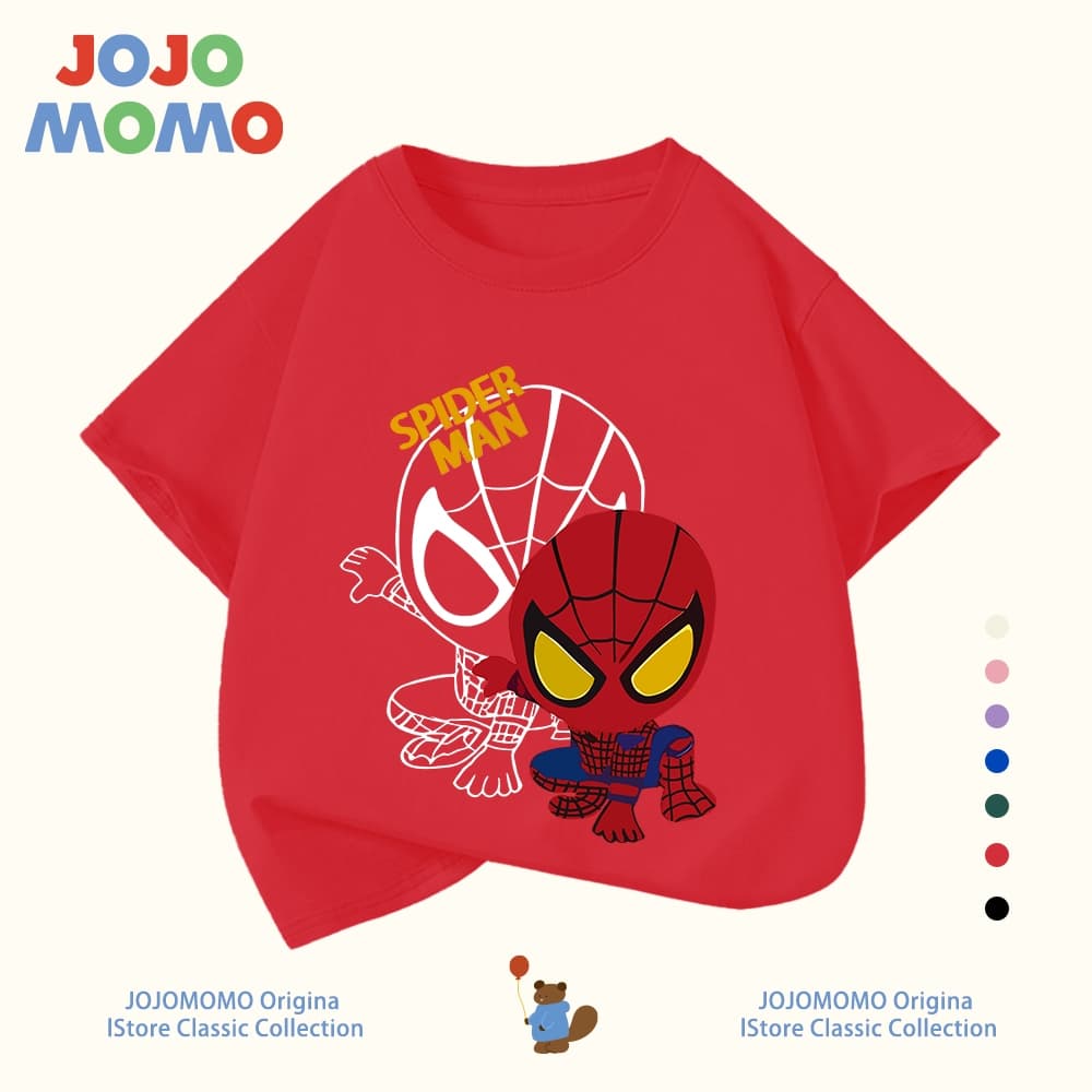เสื้อยืดเด็กผู้ชาย แขนสั้น ลายการ์ตูน spider man ผ้าฝ้ายแท้100% นุ่มสบาย ฮิตมาก รูปที่ 3
