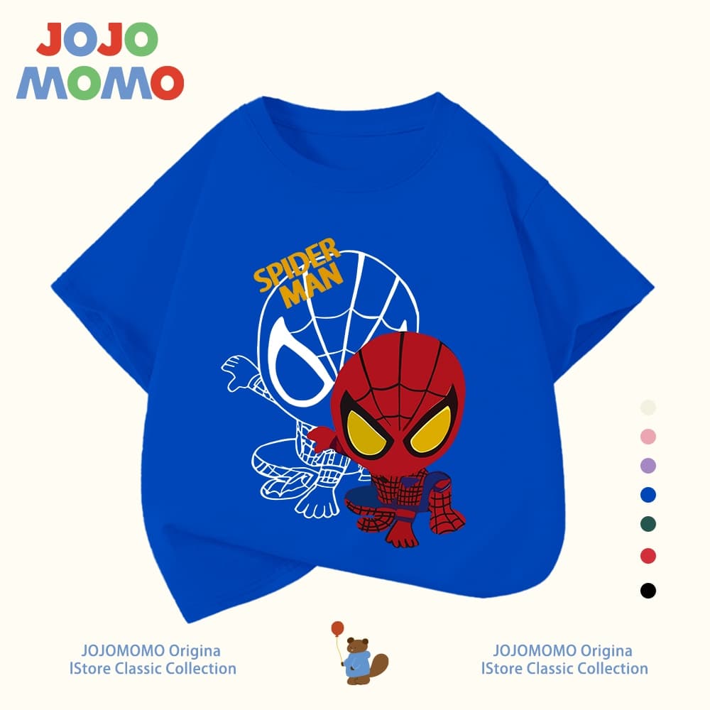 เสื้อยืดเด็กผู้ชาย แขนสั้น ลายการ์ตูน spider man ผ้าฝ้ายแท้100% นุ่มสบาย ฮิตมาก รูปที่ 5