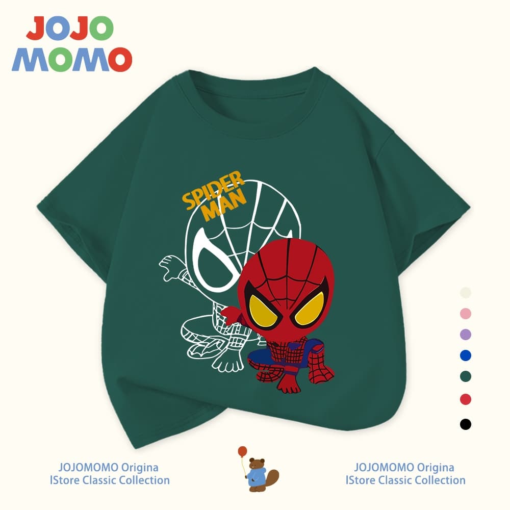 เสื้อยืดเด็กผู้ชาย แขนสั้น ลายการ์ตูน spider man ผ้าฝ้ายแท้100% นุ่มสบาย ฮิตมาก รูปที่ 7