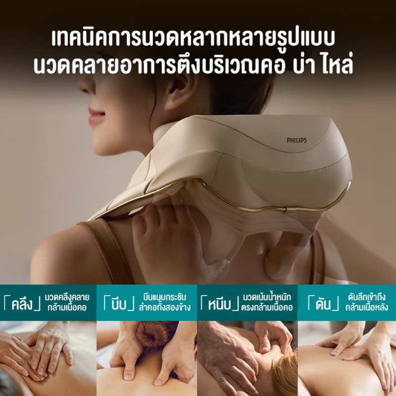 Philips เครื่องนวดคอ บ่า ไหล่ ไฟฟ้าอัจฉริยะ Neck And Shoulder Massager ประคบร้อน แก้ปวดไหล่ นวดไหล่ นวดคอ เครื่องนวดพกพา ของขวัญ PPM3325 / PPM3207N รูปที่ 5