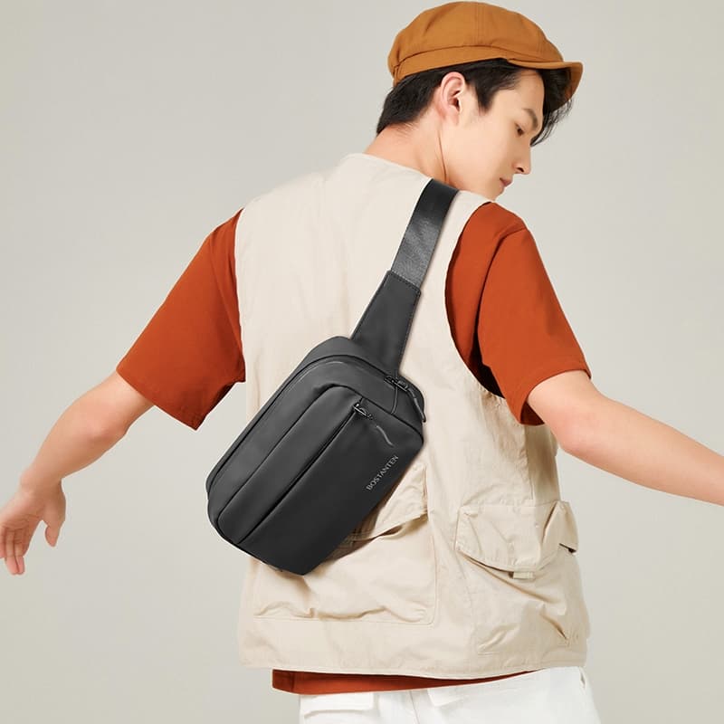 BOSTANTEN Men's Waist Bag กระเป๋าคาดเอวผู้ชาย กันน้ำ ความจุใหญ่ ใช้งานสะดวก เหมาะสำหรับทุกกิจกรรม รูปที่ 8