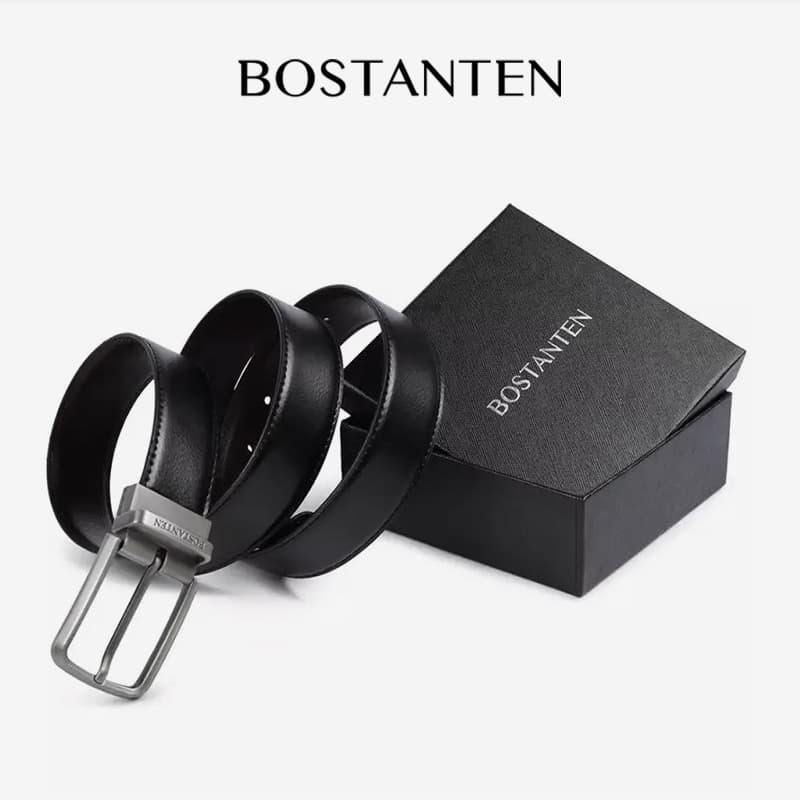 BOSTANTEN เข็มขัดผู้ชาย เข็มขัดหนังวัวแท้ ย้อนยุค ลำลอง ทนทาน สไตล์ธุรกิจ รูปที่ 5