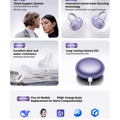 หูฟังไร้สาย ทรง Open-ear ตัดเสียงรบกวน หูฟังแปลภาษาอัจฉริยะ AI Bluetooth พร้อม Bluetooth 6.0 ANC ต่อ 2 อุปกรณ์ได้ รูปที่ 4