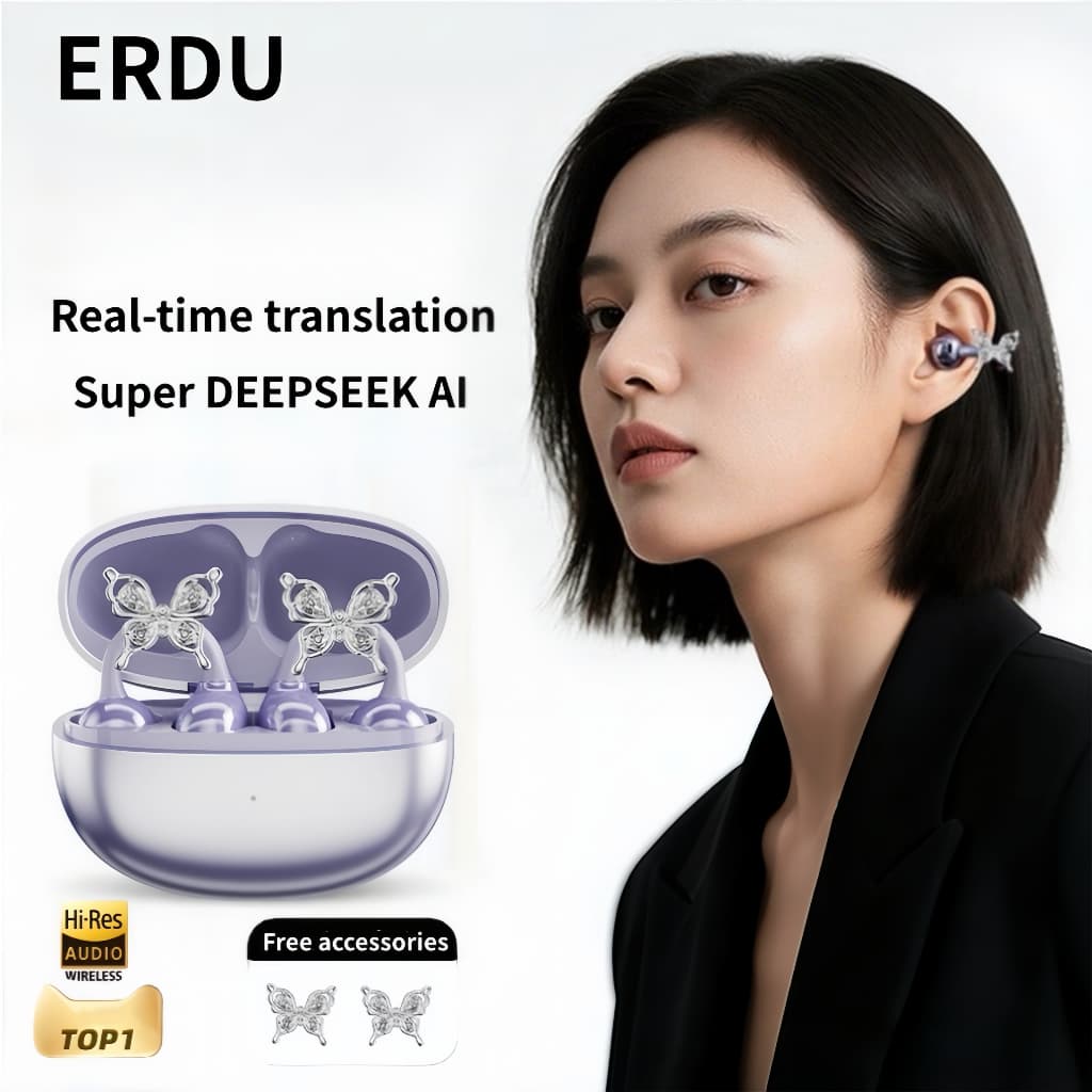 หูฟังไร้สาย ทรง Open-ear ตัดเสียงรบกวน หูฟังแปลภาษาอัจฉริยะ AI Bluetooth พร้อม Bluetooth 6.0 ANC ต่อ 2 อุปกรณ์ได้ รูปที่ 1