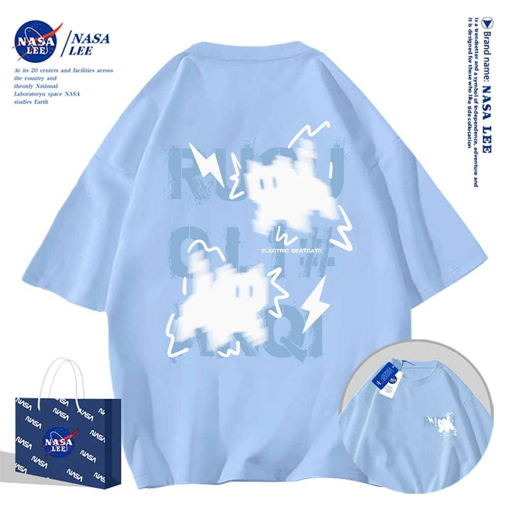 NASA เสื้อยืด คอกลม ผ้าฝ้าย รุ่นใหม่ 2025 ลายแมวน่ารัก สวมใส่สบายและเย็นสบาย เหมาะสำหรับฤดูร้อน รูปที่ 4